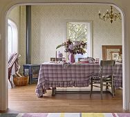 Ruby Plaid Ruffle Tablecloth