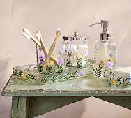 Hand-Painted Floral Glass Bath Collection