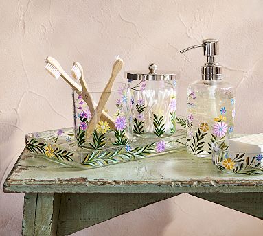 Hand-Painted Floral Glass Catchall