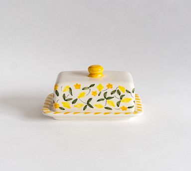Hand-Painted Floral Butter Dish