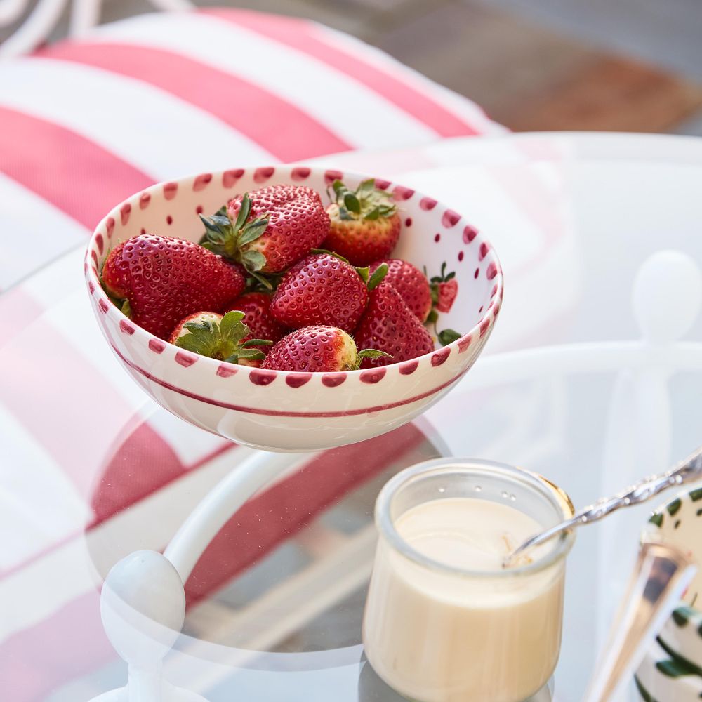 Hand-Painted Floral Ceramic Cereal Bowls, Set of 4