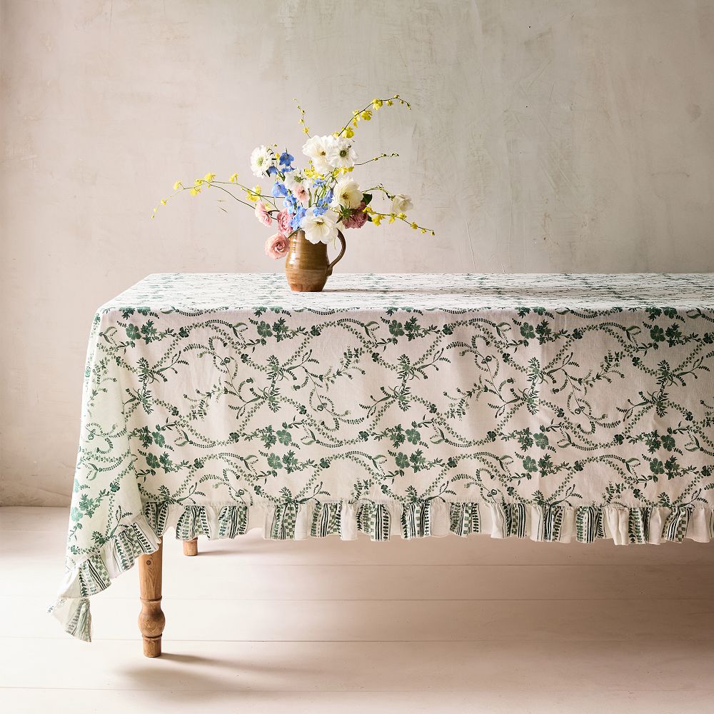 Checkered Floral Tablecloth