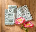 Checkered Floral Table Linens Napkins Green Set of 4