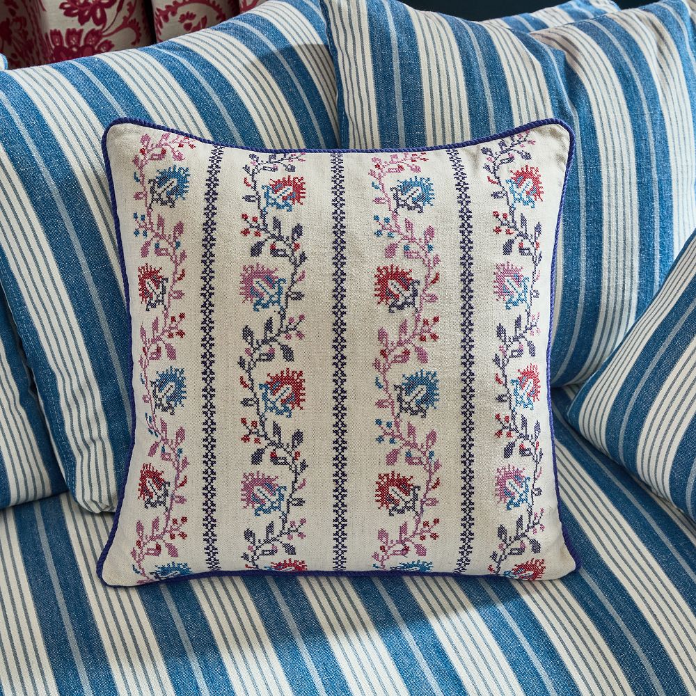 Climbing Florals Embroidered Pillow Cover