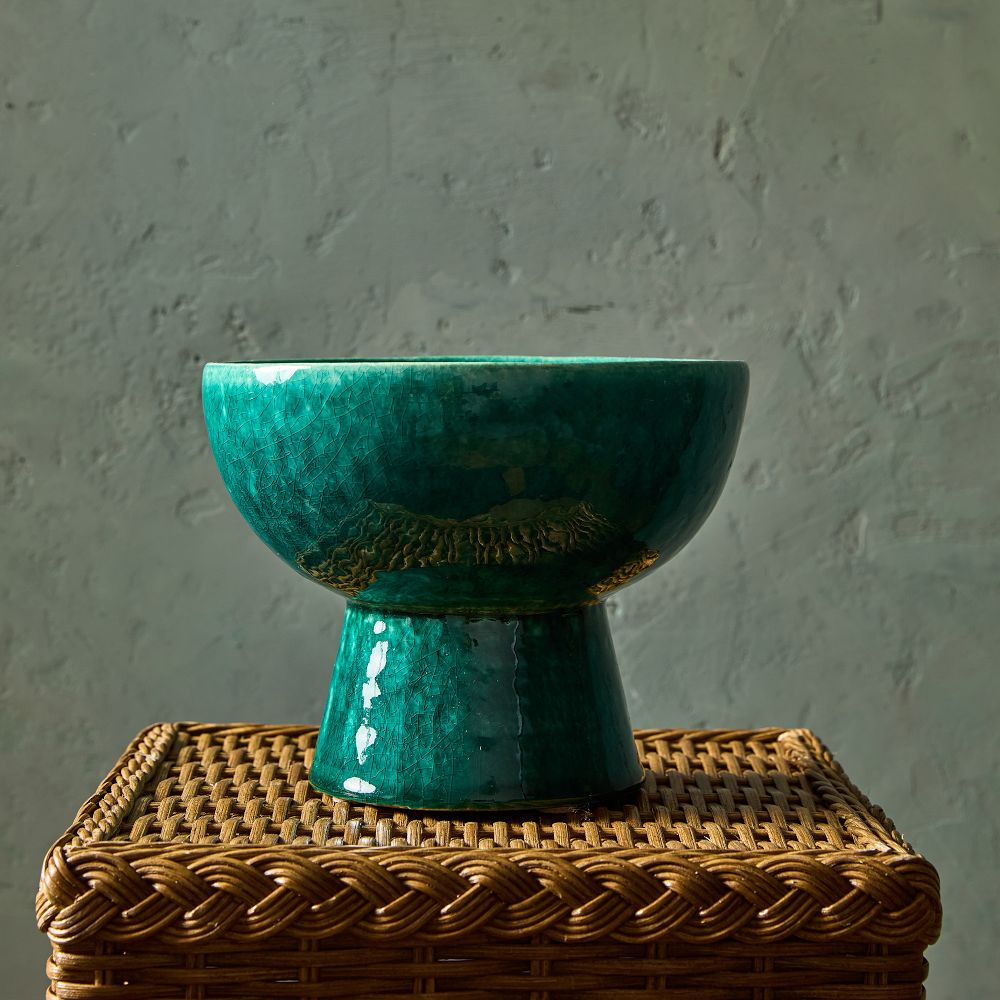 Glazed Terracotta Pedestal Bowl