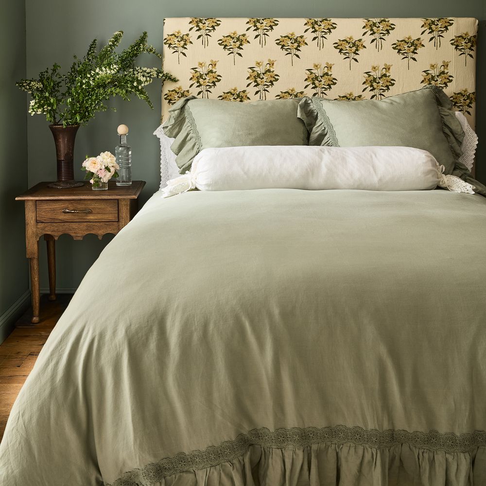 Linen Ruffle Crochet Duvet Cover &amp; Shams