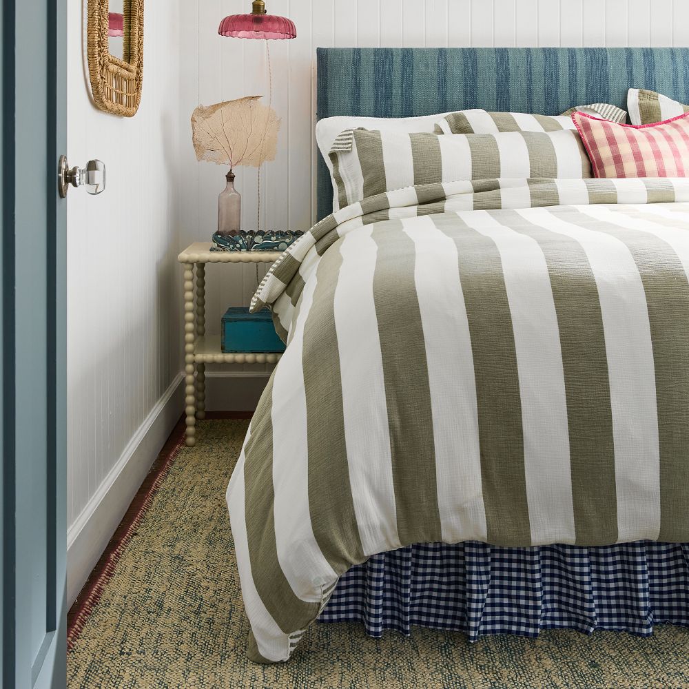 Reversible Cotton Stripe Duvet Cover &amp; Shams