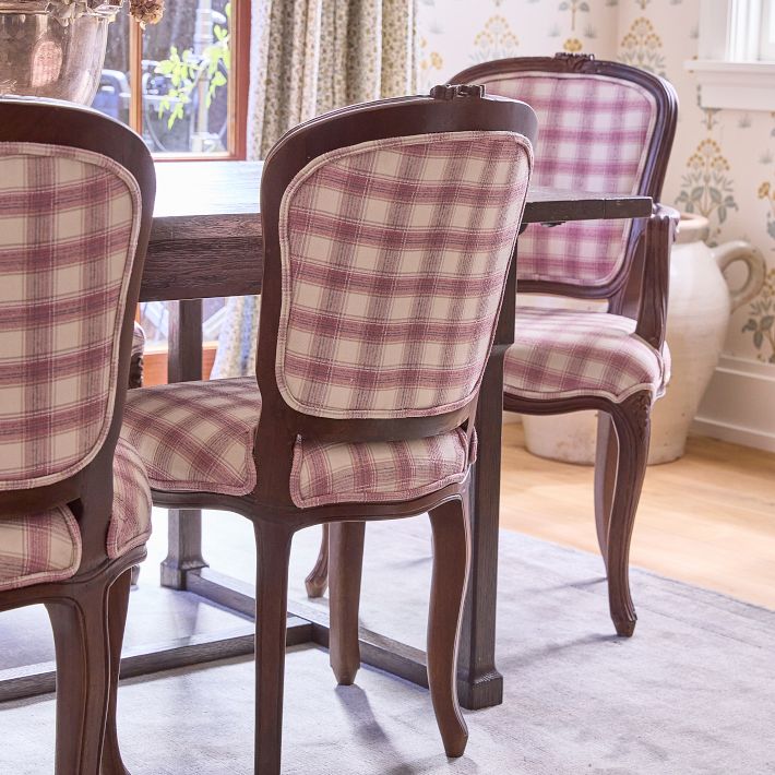 Verbena Pink Plaid Upholstered Dining Chair
