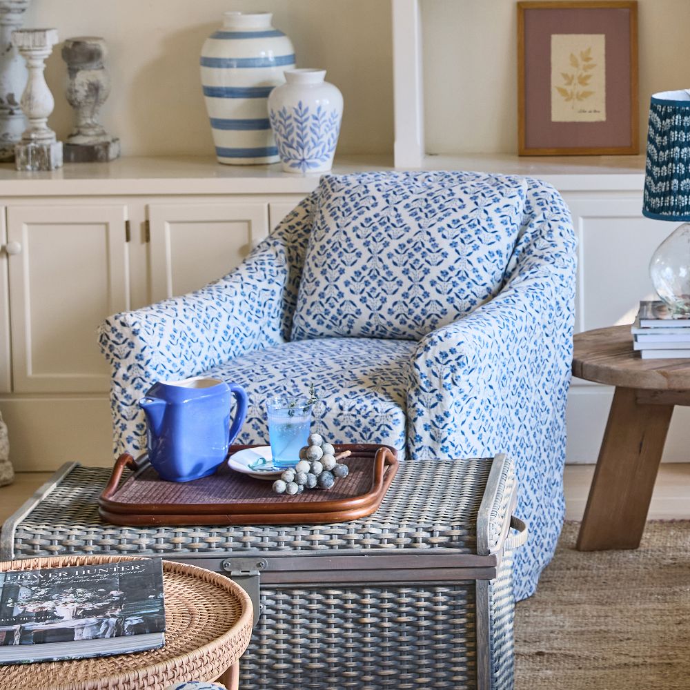 Elodie Slipcovered Swivel Armchair