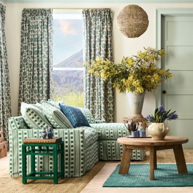 Green Checkered Living Room