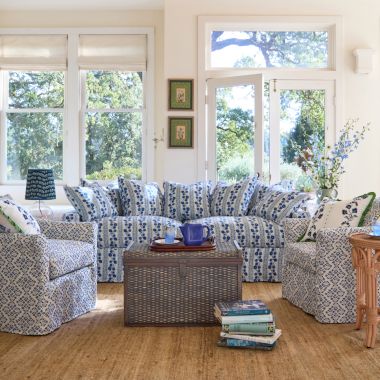 Blue &amp; White Coastal Living Room