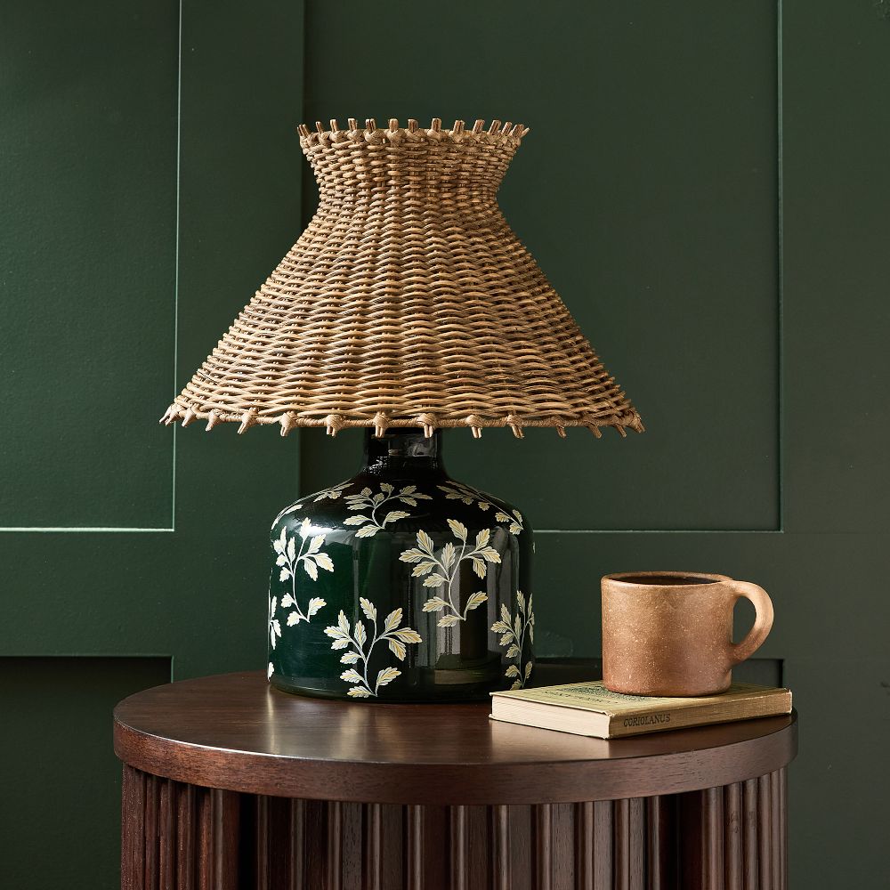 Laurel Floral Glass Table Lamp