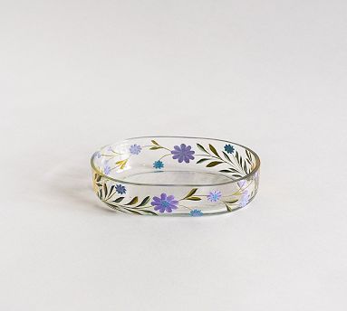 Hand-Painted Floral Glass Soap Dish