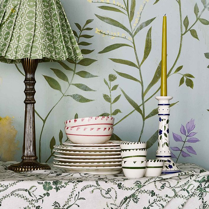 Hand-Painted Floral Ceramic Salad Plates, Set of 4 | Greenrow