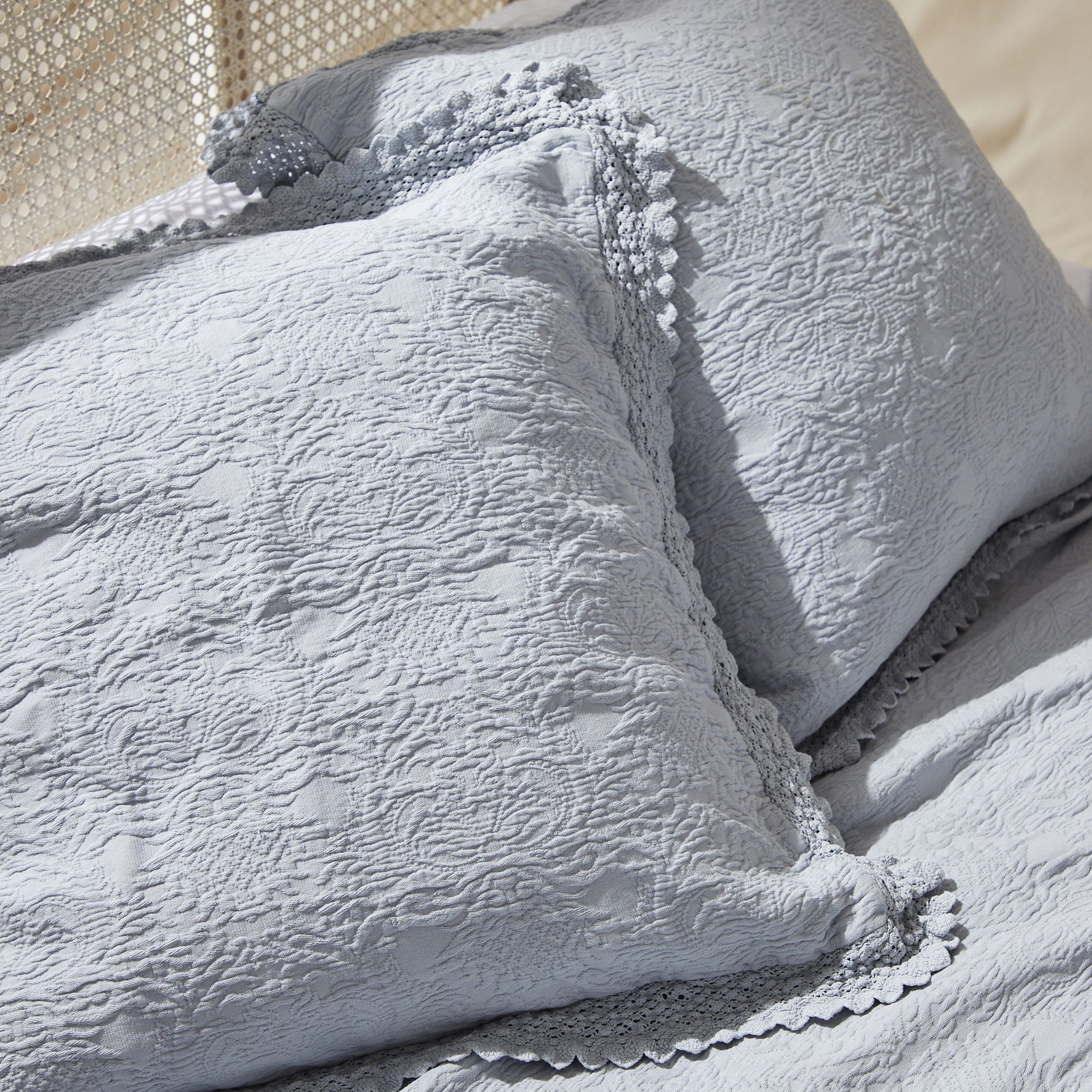 Matelasse Crochet Trim Shams Pearl Blue (Set of 2)
