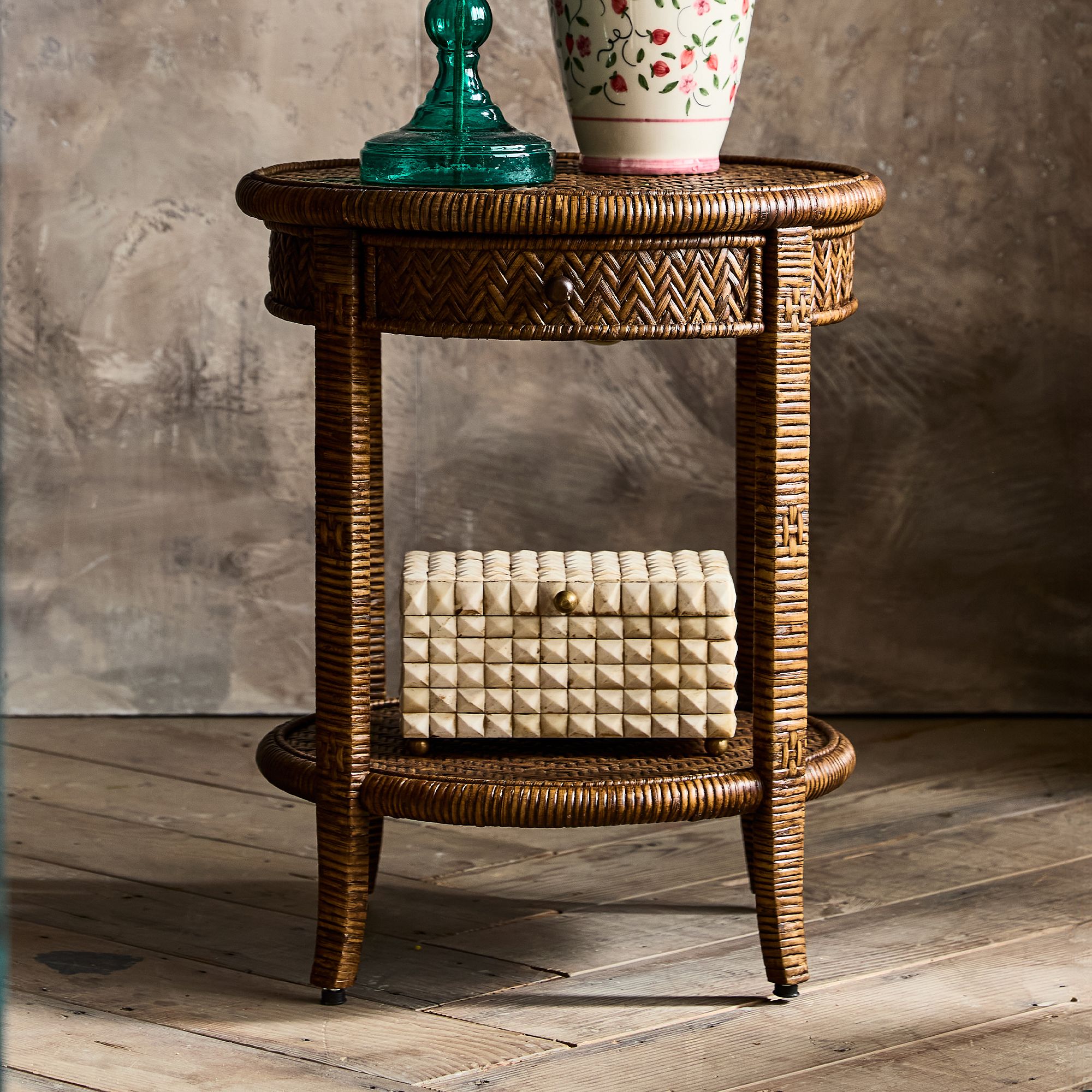 Rattan Round Side Table by GreenRow