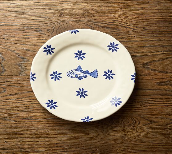 Floral Fish Salad Plates Set of 4