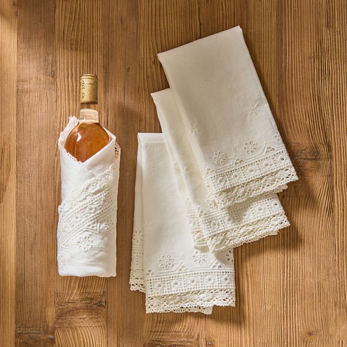 Eyelet Crochet Napkins, Set of 4