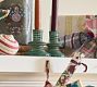 Green Glass Taper Candle Holder
