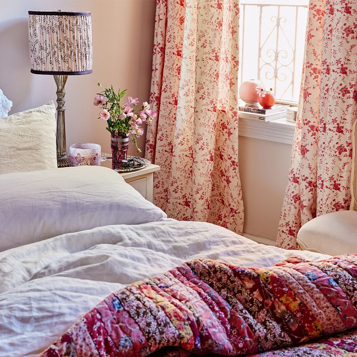 Rosie Bloom Printed Linen Curtain | Greenrow