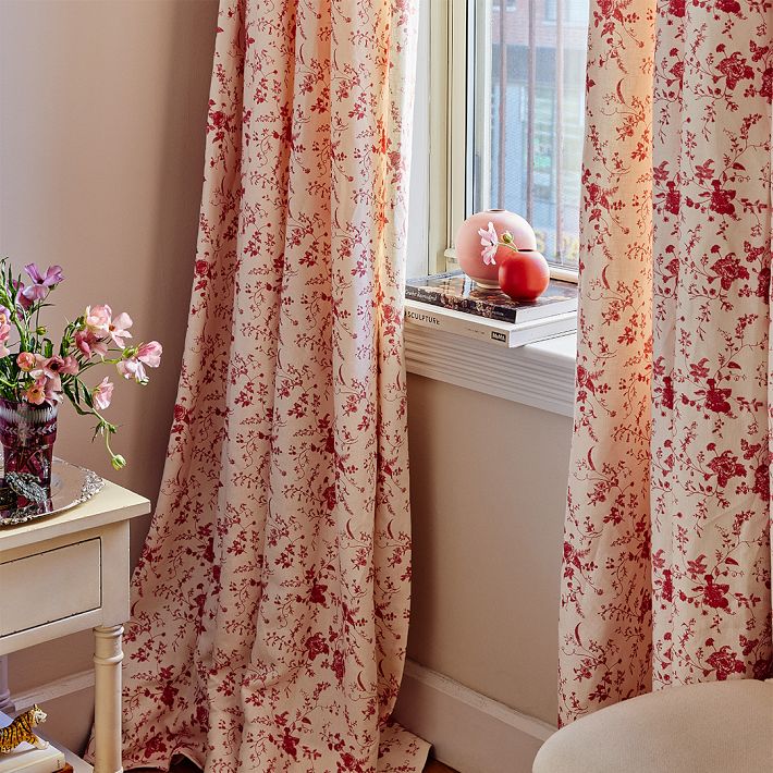Rosie Bloom Printed Linen Curtain | Greenrow