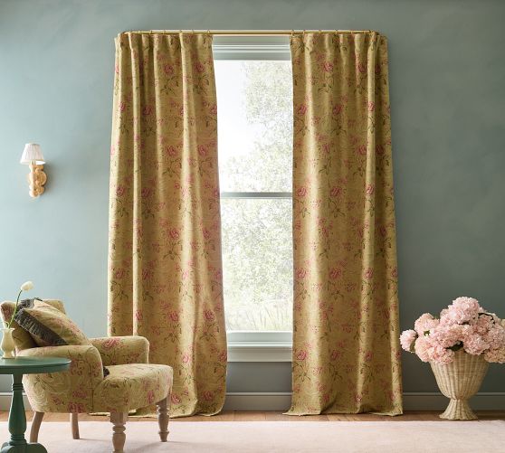Rosie Bloom Printed Linen Curtain | Greenrow