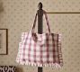 Raspberry Plaid Ruffle Tote Bag